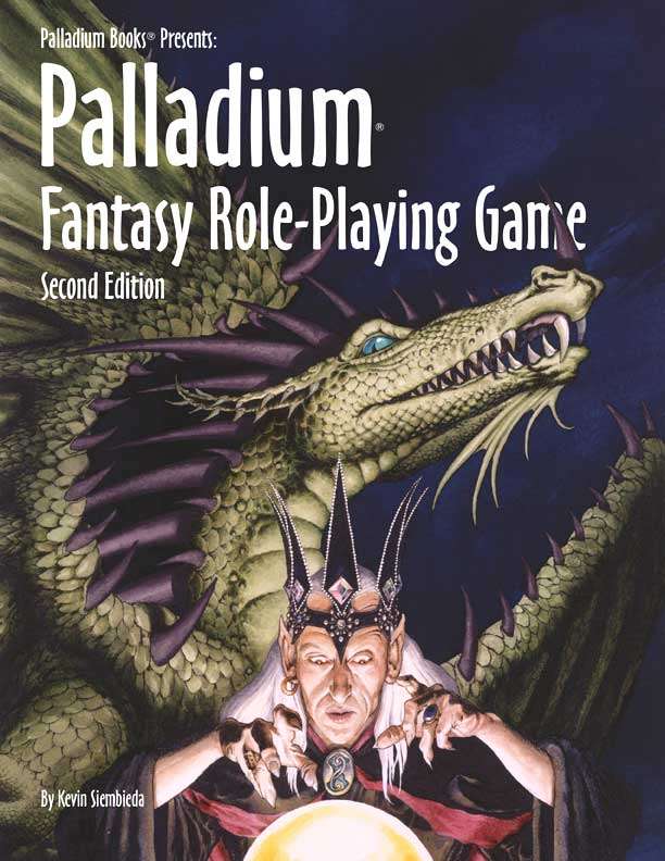 Palladium Fantasy Role-Playing Game 2nd Edition book by Studio 2 Publishing, showing the cover with fantasy artwork and title.