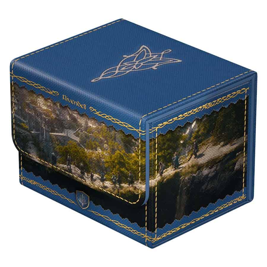 Ultimate Guard Sidewinder 100+ Xenoskin deck case featuring Lord of the Rings Middle Earth design, showing the textured exterior and logo.