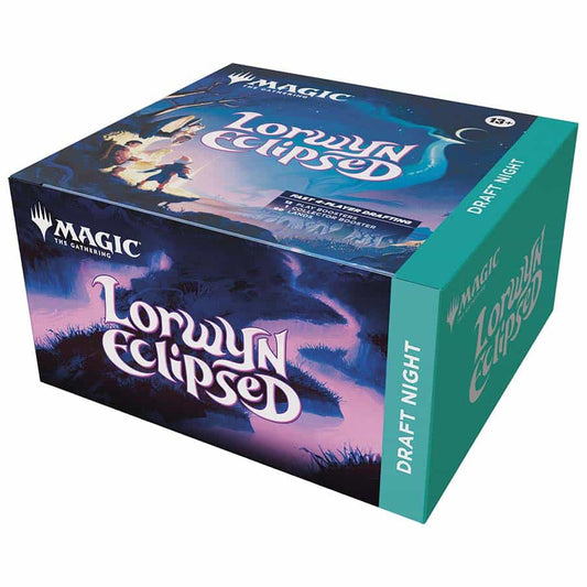 MTG Lorwyn Eclipsed draft night box featuring fantasy-themed artwork and card compartments by Wizards of the Coast.