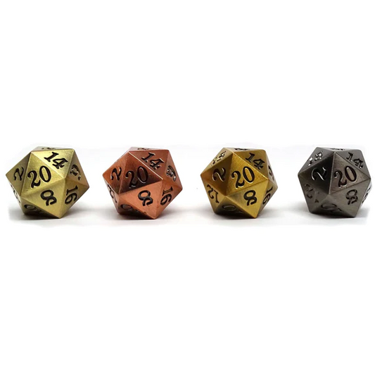 4 Pack of Legendary Metal Dice D20s - Copper, Bronze, Silver, Gold