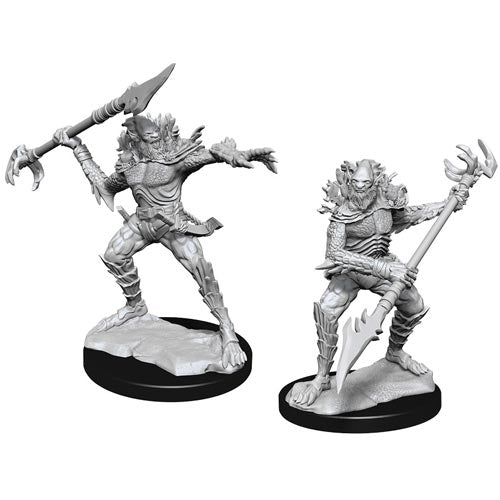 Unpainted D&D Nolzur's Marvelous Miniatures Wizkids W14 Koalinths fantasy miniatures set on a white background
