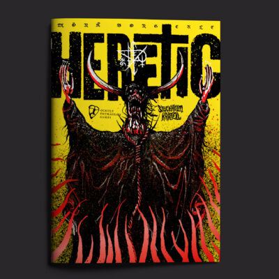 Mork Borg RPG: Heretic book by Free League Publishing featuring dark fantasy artwork and grim character illustrations.