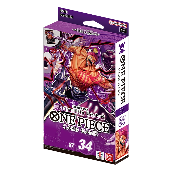 Bandai One Piece Starter Deck 34 Purple Charlotte Katakuri trading card from the One Piece collectible card game.