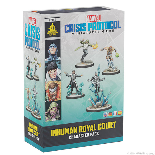 Marvel Crisis Protocol Inhuman Royal Court game miniatures by Atomic Mass, detailed figures of Inhuman characters on a gaming base.
