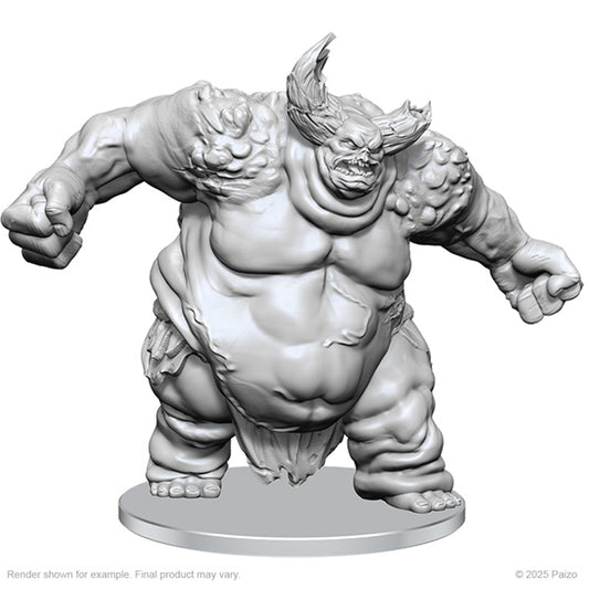 Unpainted Pathfinder: Deepcuts Wizkids miniature of W27 Sordesdaemon Pollution Daemon with detailed demonic features.