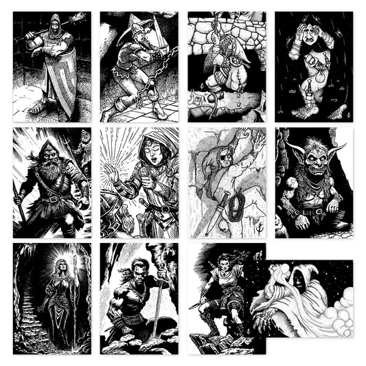 Shadowdark RPG: 12 Premade 1st-Level Character Cards