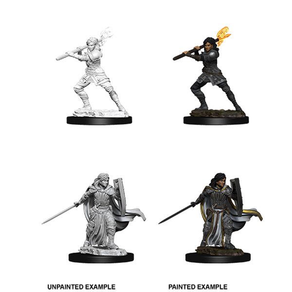 Unpainted D&D Nolzur's Marvelous Miniatures of Wizkids, W10 Human Female Paladin figure, detailed unpainted miniature for tabletop gaming