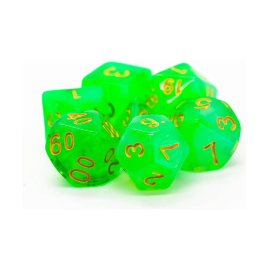 Old School Dice - Nebula - Lightning Green Dice Set