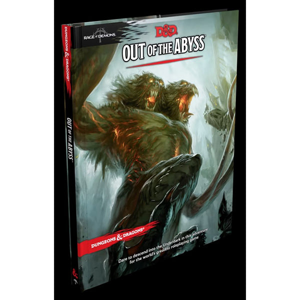 Wizards of the Coast D&D Rage of Demons "Out of the Abyss" RPG book with dark cover art and fantasy illustrations.