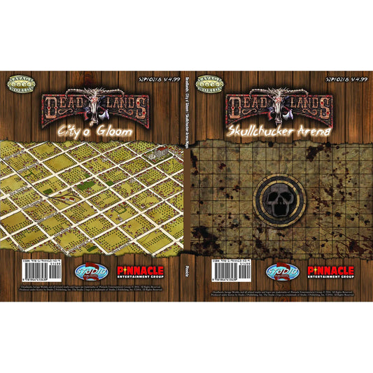 Deadlands Reloaded RPG City o' Gloom map book by Studio 2 Publishing showing detailed cityscape and map illustrations.