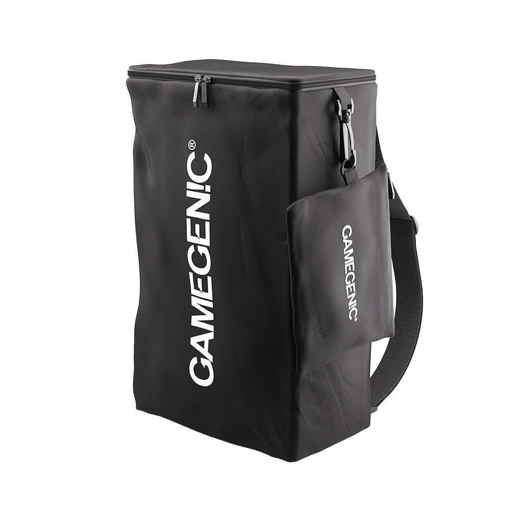 Gamegenic Dungeon Pro Card Storage Duffle Bag with multiple compartments for trading cards and game accessories.