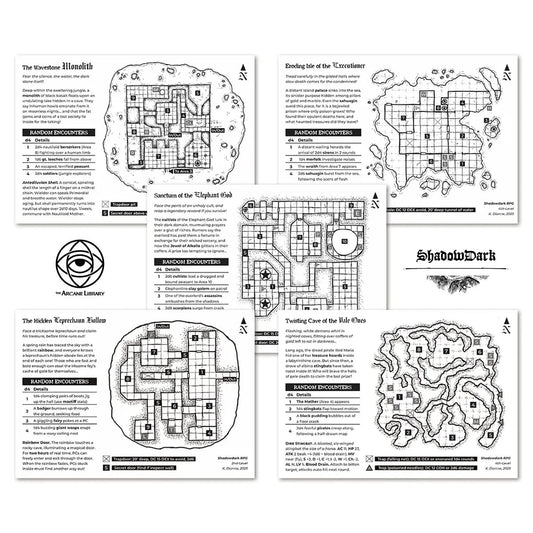 Shadowdark RPG: Five Mini-Adventure Cards