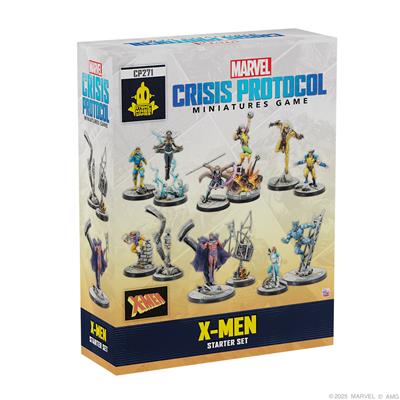 Marvel Crisis Protocol X-Men Starter Set by Atomic Mass featuring miniature figures and game components for tabletop gameplay.
