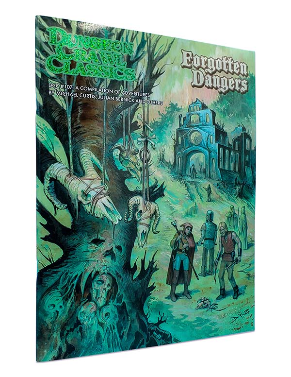 Forgotten Dangers DCC Day RPG book by Goodman Games featuring detailed cover art and interior pages for tabletop role-playing.