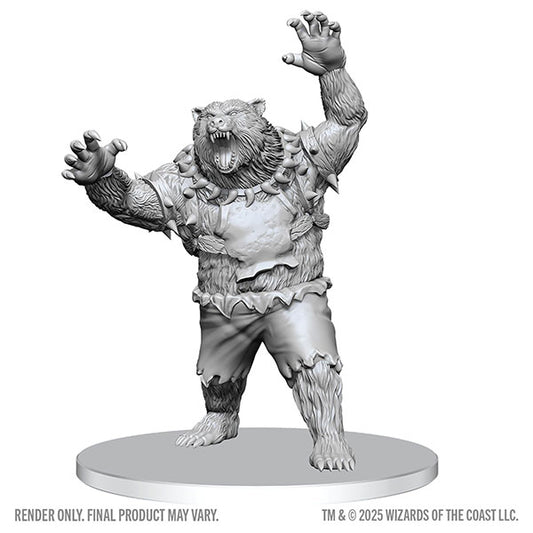 Unpainted Wizkids D&D Nolzur's Marvelous Miniatures Werebear miniature for tabletop gaming, detailed unpainted fantasy creature figure