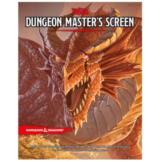 Dungeon Master's Screen Reincarnated for D&D 5E by Wizards of the Coast, featuring game reference diagrams and character sheets.