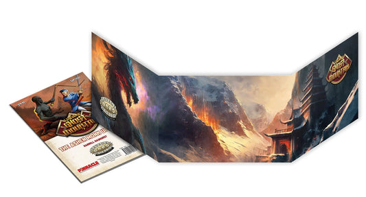 Studio 2 Publishing Legend of Ghost Mountain GM screen and adventure book for SWADE RPG, featuring detailed game setting visuals.