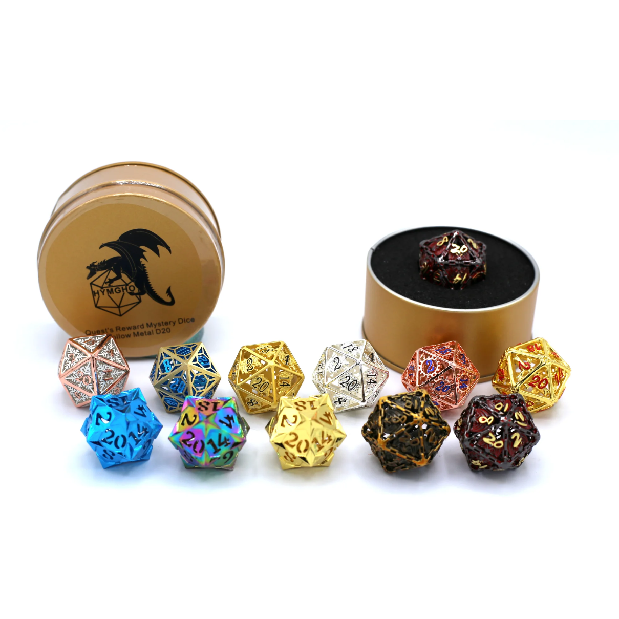 Mystery Dice - Hollow Metal D20s