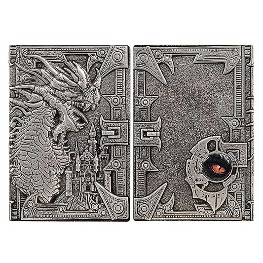 3D Faux-Leather Notebook/Journal - Silver Dragon - TCB Games & Collectibles