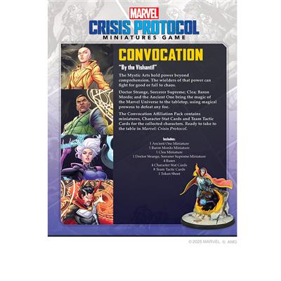 Marvel Crisis Protocol Convocation Affiliation Pack by Atomic Mass, featuring miniatures and tokens for Marvel tabletop game.