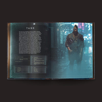 Blade Runner RPG Replicant Rebellion book by Free League Publishing showing cover art with futuristic cityscape and noir style characters.
