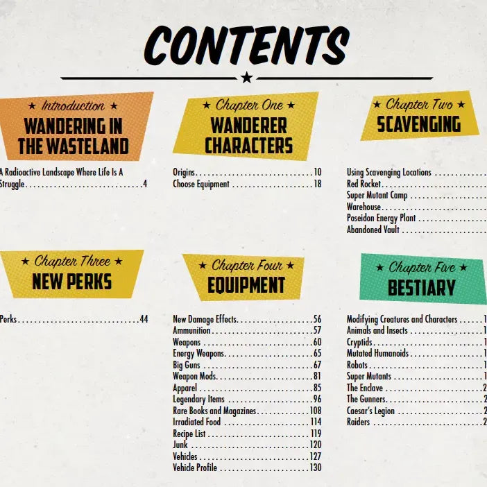 Fallout: The Roleplaying Game Wanderer's Guide book by Modiphius showing a detailed cover with game artwork and title.