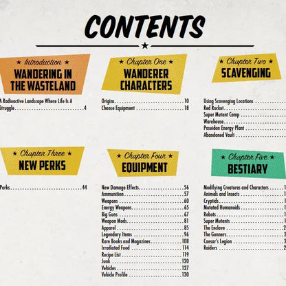 Fallout: The Roleplaying Game Wanderer's Guide book by Modiphius showing a detailed cover with game artwork and title.
