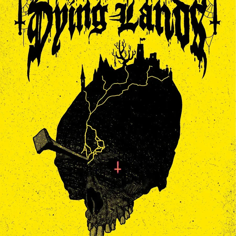 Heretic's Guide to Dying Lands book by Studio 2 Publishing, featuring dark fantasy cover art for Mork Borg RPG.