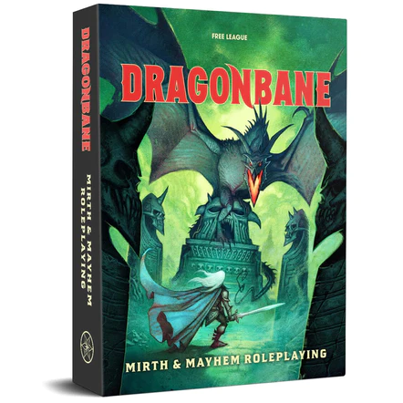 Dragonbane RPG core set by Free League Publishing, featuring game book, dice, and character sheets for immersive tabletop adventure.