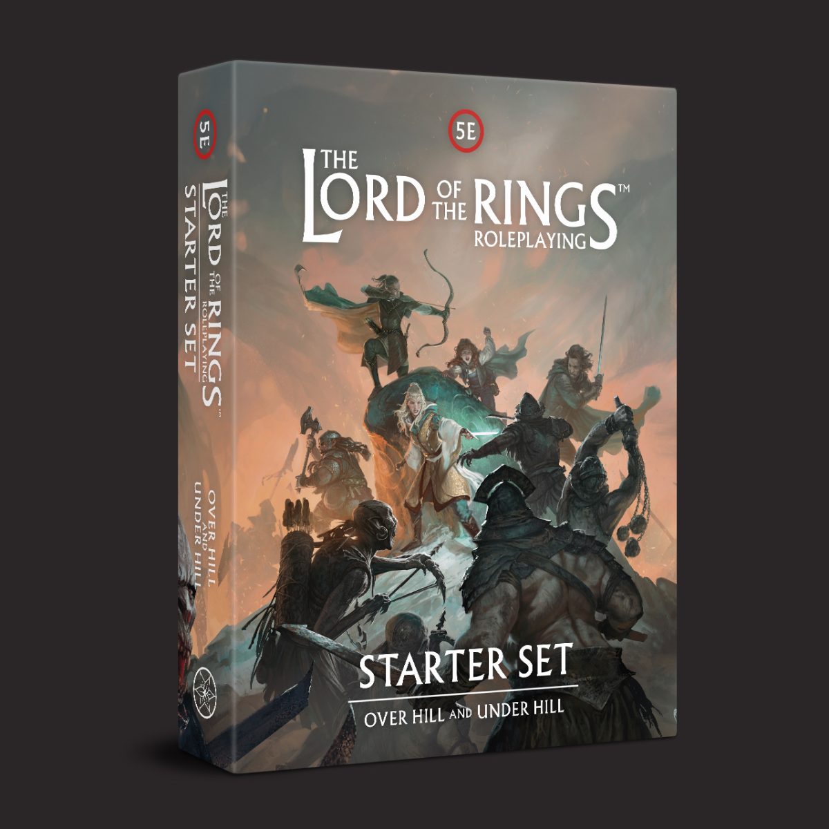 The Lord of the Rings Roleplaying Starter Set book by Free League Publishing, featuring detailed cover art and game instructions.