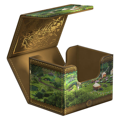 Ultimate Guard Sidewinder 100+ deck case with Xenoskin featuring Lord of the Rings Middle Earth design, showing the exterior and clasp.