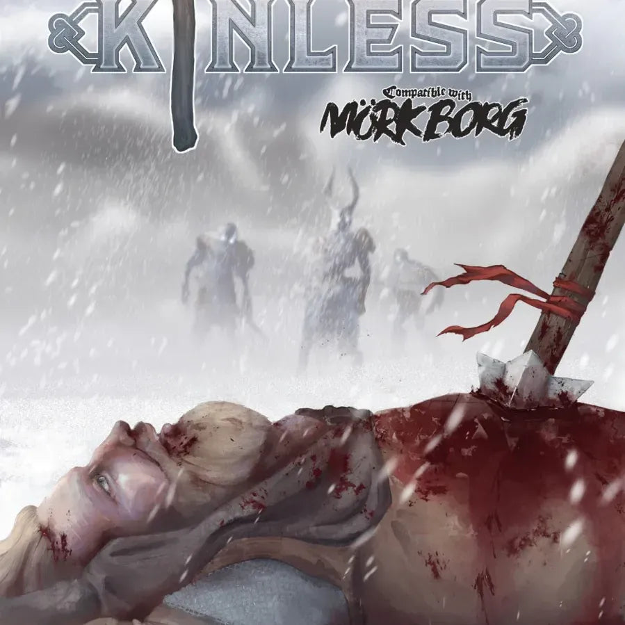 Kinless Solo Viking RPG softcover book by Studio 2 Publishing featuring dark fantasy illustrations and RPG content.