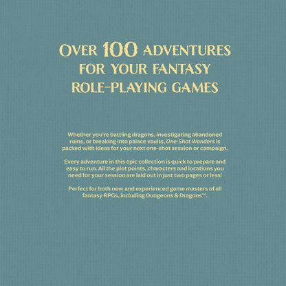 Two copies of the book "One-Shot Wonders" by Roll & Play Press with colorful cover art on a white background.