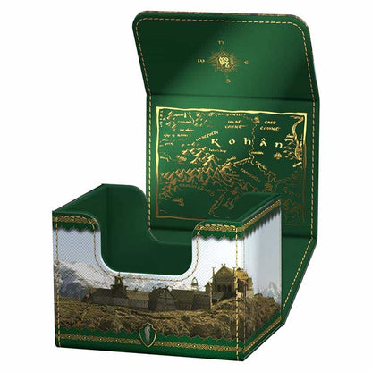 Ultimate Guard Sidewinder 100+ Xenoskin deck case with Lord of the Rings Middle Earth design, showing the exterior and clasp.
