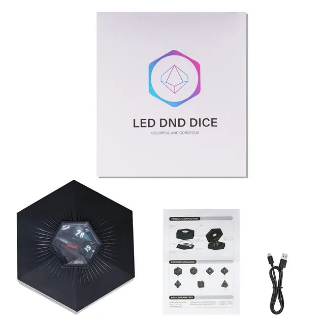 LED Dice Set w/ Charging Station and Charging Cord