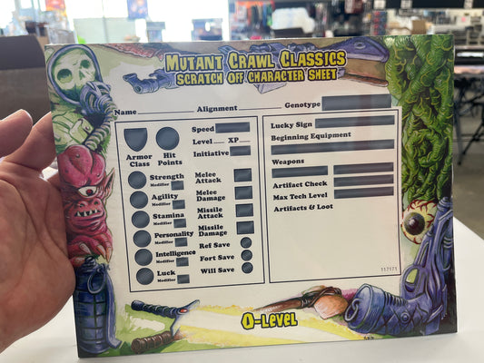 Mutant Crawl Classics MCC Scratch off Character Sheets 0- Level