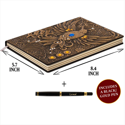 3D Faux-Leather Notebook/Journal - Gold Phoenix - TCB Games & Collectibles