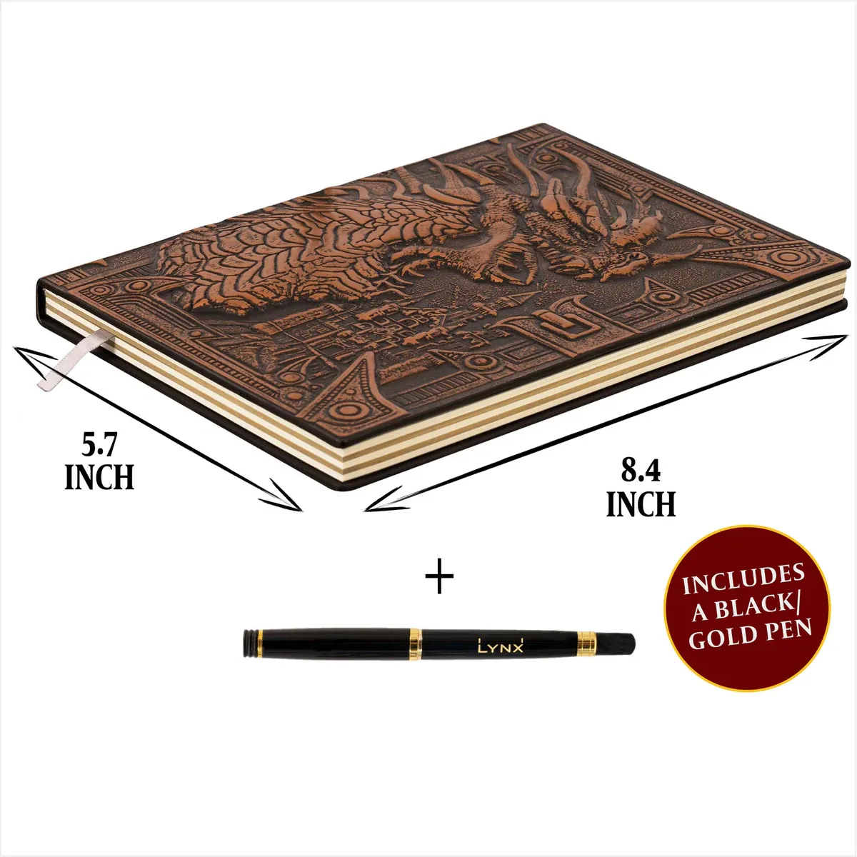 3D Faux-Leather Notebook/Journal - Bronze Dragon - TCB Games & Collectibles