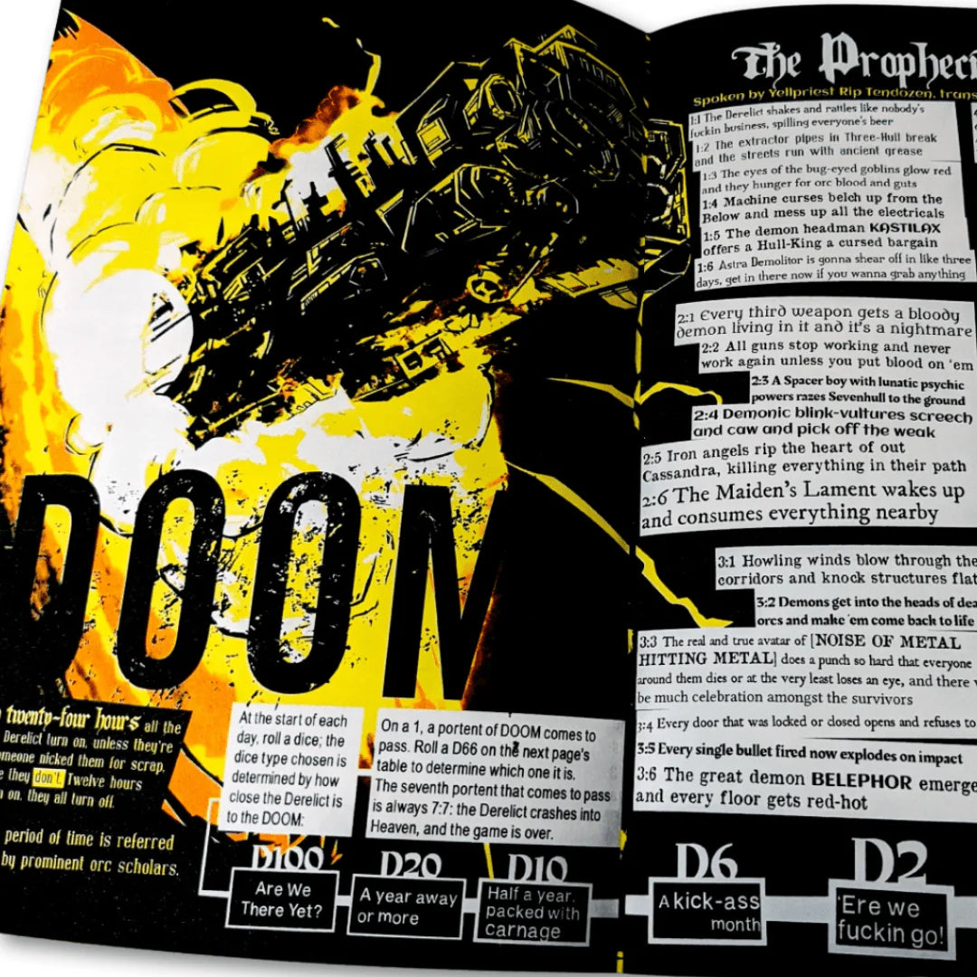 Orc Borg RPG book by Studio 2 Publishing, featuring dark fantasy cover art and detailed interior pages.