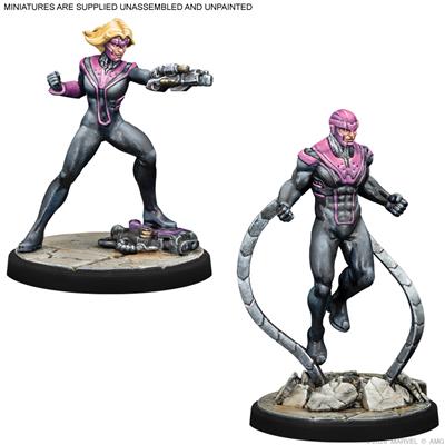 Atomic Mass Marvel Crisis Protocol Operation Zero Tolerance character and crisis card pack featuring detailed game cards and figurine images.