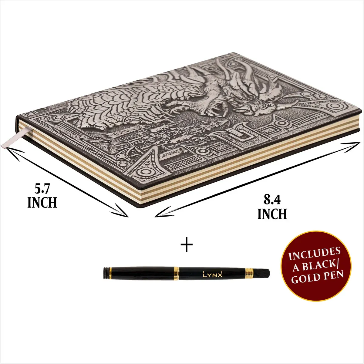 3D Faux-Leather Notebook/Journal - Silver Dragon - TCB Games & Collectibles
