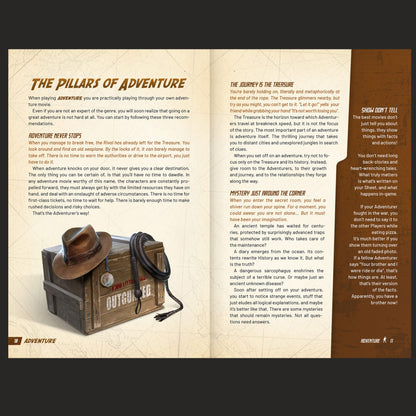 Outgunned RPG Adventure Core Rulebook by Free League Publishing showing a detailed cover with artwork and game title.