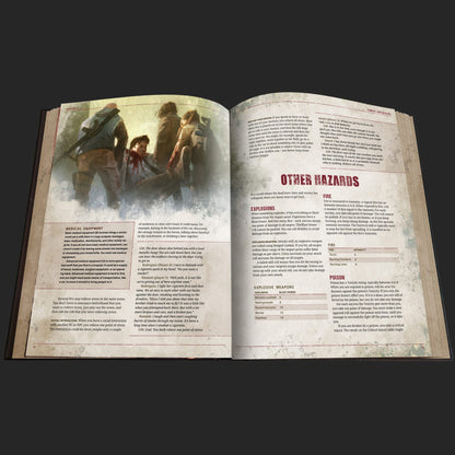 The Walking Dead Universe RPG core rules book by Free League Publishing, featuring cover art and spine on a white background.