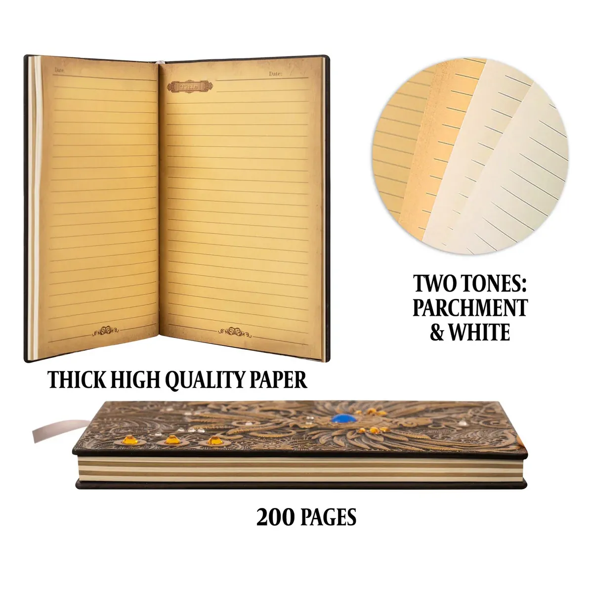 3D Faux-Leather Notebook/Journal - Gold Phoenix - TCB Games & Collectibles