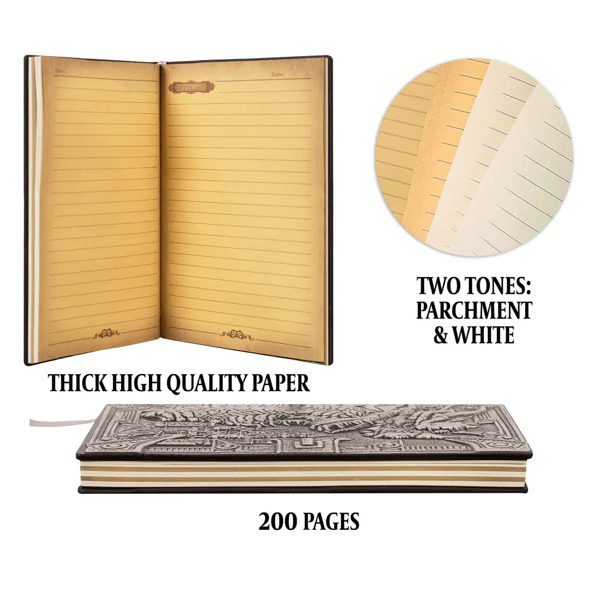 3D Faux-Leather Notebook/Journal - Silver Dragon - TCB Games & Collectibles