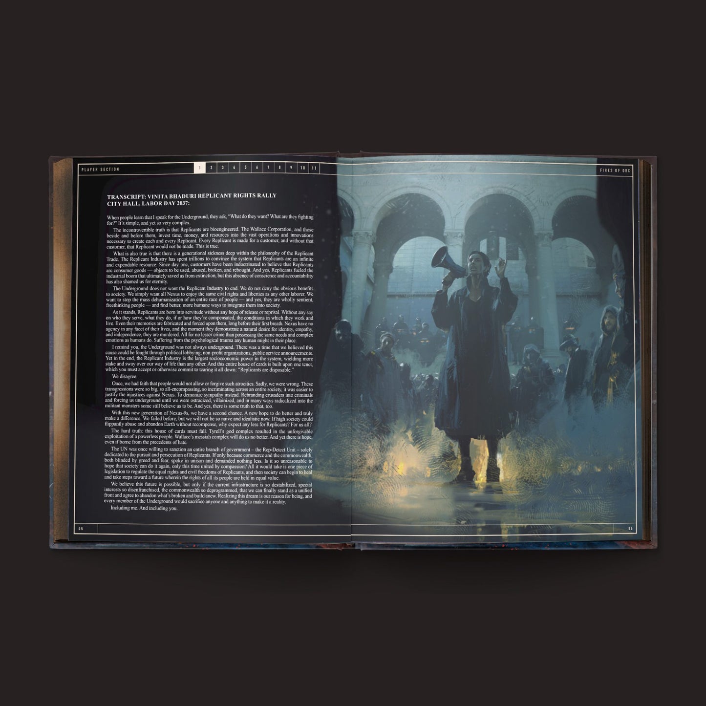Blade Runner RPG Replicant Rebellion book by Free League Publishing, featuring cover art with futuristic cityscape and android characters.