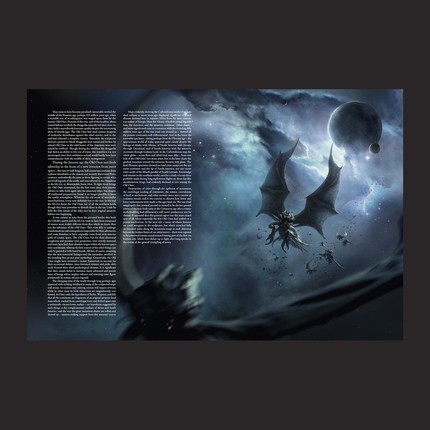 Illustrated book cover of The Call of Cthulhu: At the Mountains of Madness Volume 2 by Free League Publishing featuring eerie artwork.