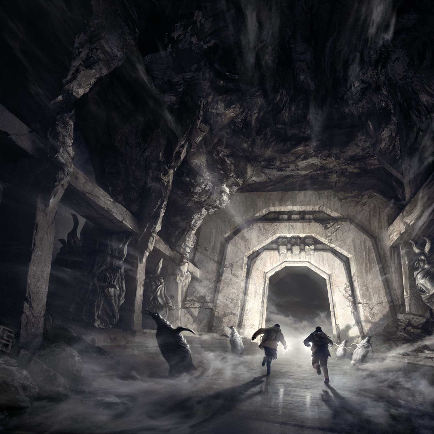 Illustrated book cover for The Call of Cthulhu: At the Mountains of Madness, Volume 2 by Free League Publishing, featuring dark, mysterious artwork.