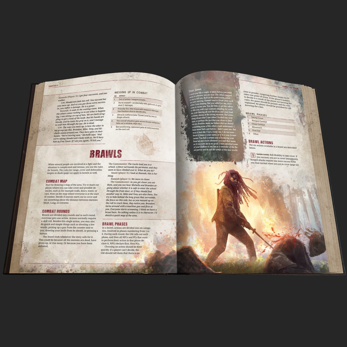 The Walking Dead Universe RPG Core Rules book by Free League Publishing, featuring cover art with zombie and survivor illustrations.