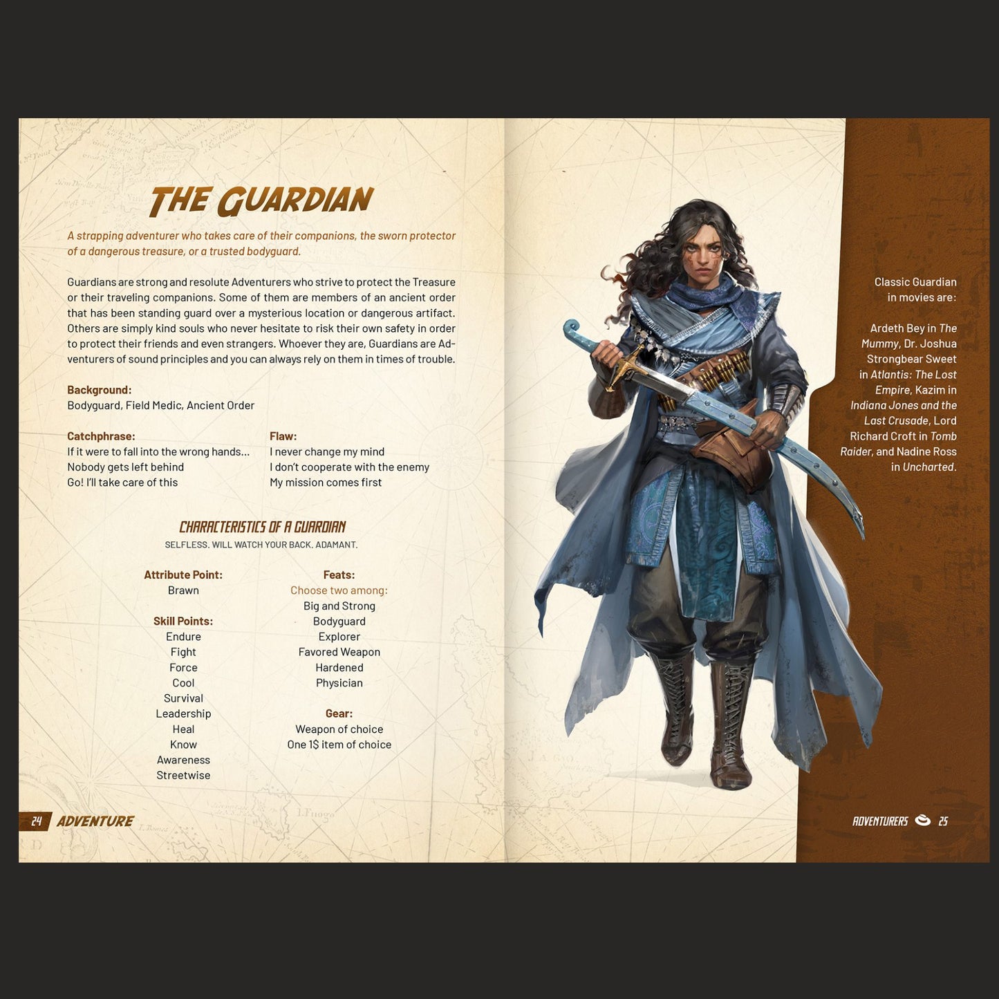 Outgunned RPG Adventure Core Rulebook by Free League Publishing, featuring cover art with fantasy characters and game title.